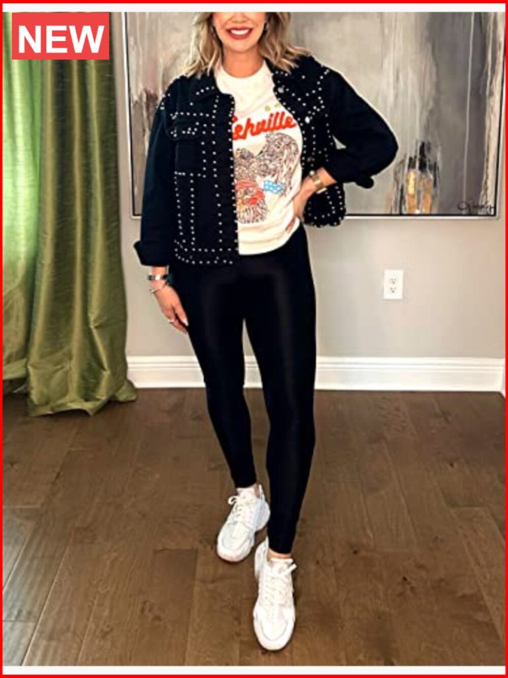 Crop Fringe Denim Jacket Distressed Western Studded Black Trucker - Picture 3 of 7